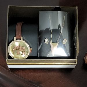 Never opened or used brand new in box woman's watch necklace ans earrings